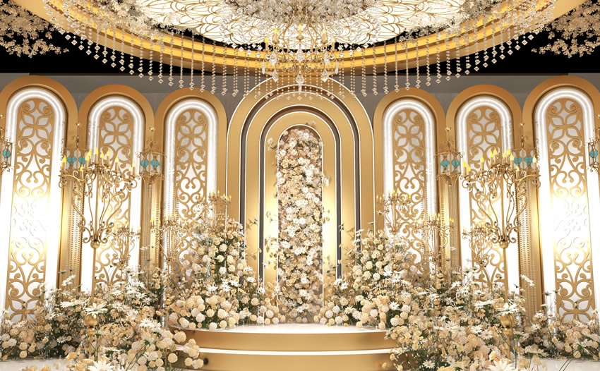 安居香槟色调婚礼堂效果展示